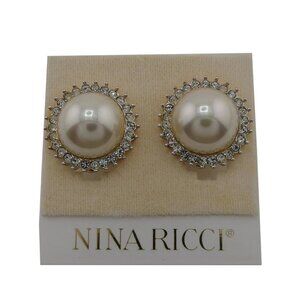 NINA RICCI Earring White Silver Gold Women Authentic secondhand